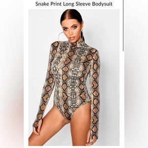 Snakeprint Longsleeve Bodysuit Boohoo
